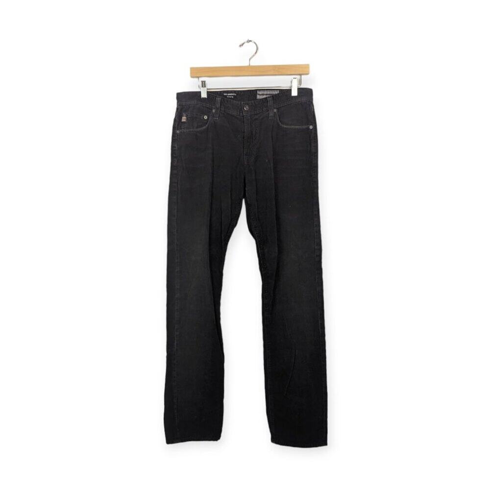 AG Adriano Goldschmied Black Corduroy The Graduate Tailored Leg Pants - Picture 1 of 9